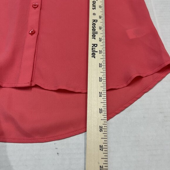 Express Portofino Top Women S Fuschia Chiffon Button Down Roll Tab Sleeve Office - Picture 6 of 9